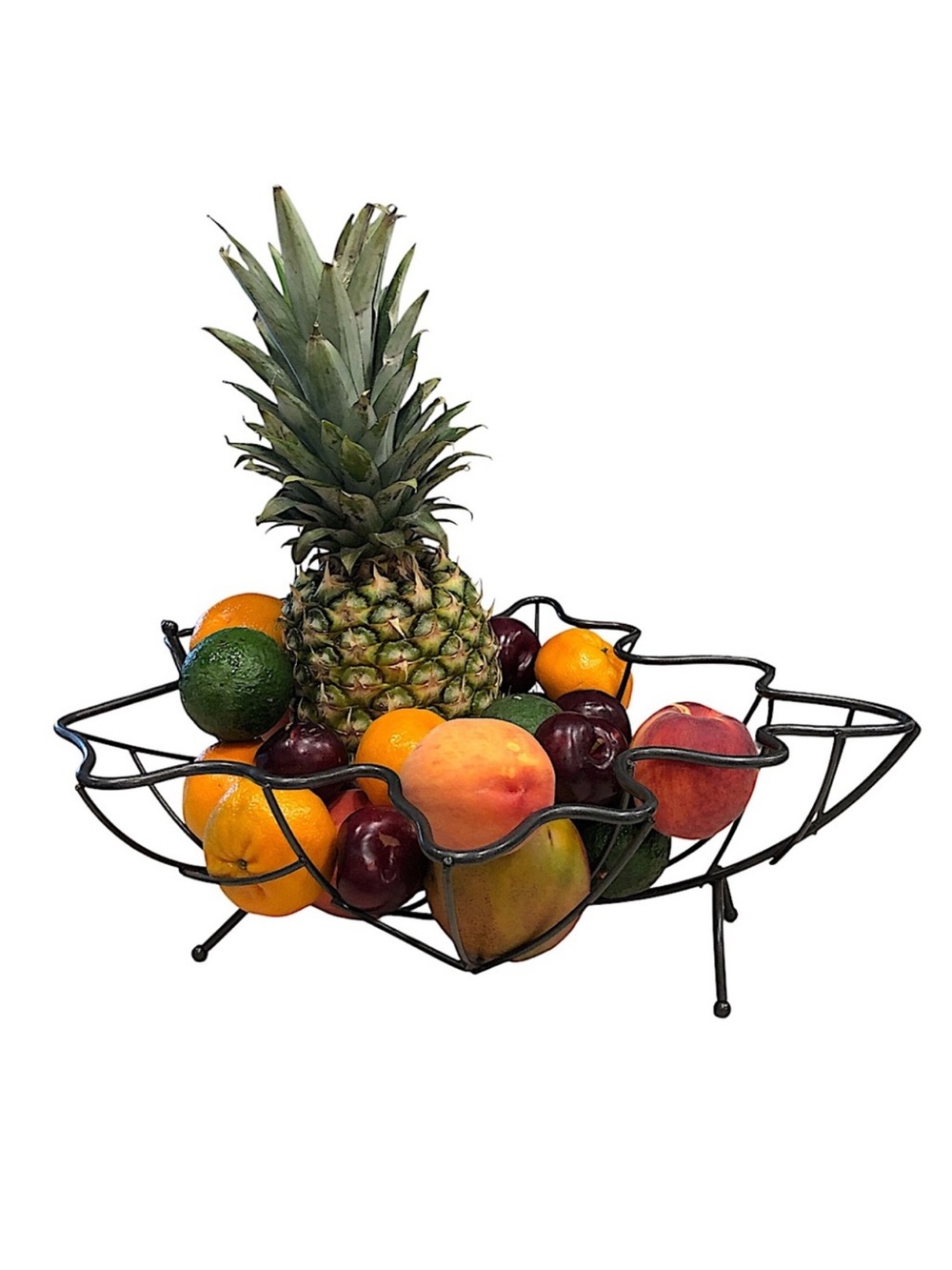 Metallic Sturdy & Durable Leaf Shaped Wire Fruit Basket Tabletop Decor